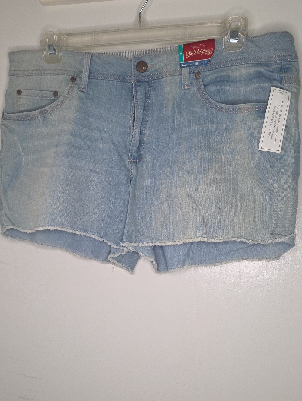 Faded Glory Light Wash Denim Boyfriend Shorts
